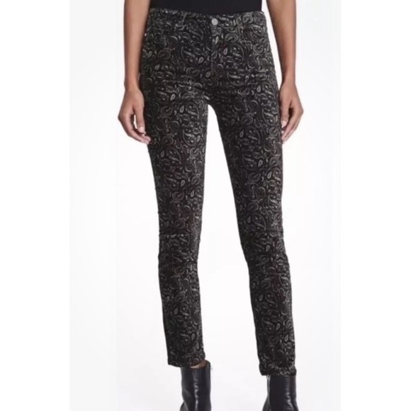 AG Adriano Goldschmied Women's The Prima Ankle Paisley Velvet Pant Size 25R - Picture 2 of 7